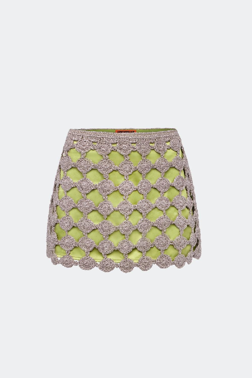 simon miller zera crochet mini skirt Moss/Satellite Silver