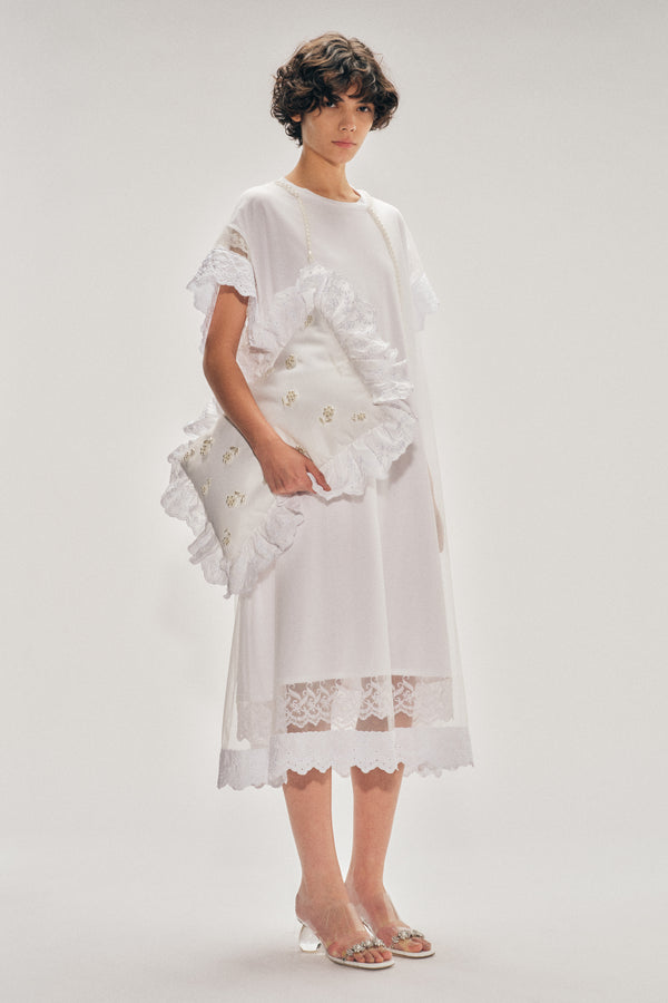 Simone Rocha Beaded Layered Liquid Lace Trim Smock Dress