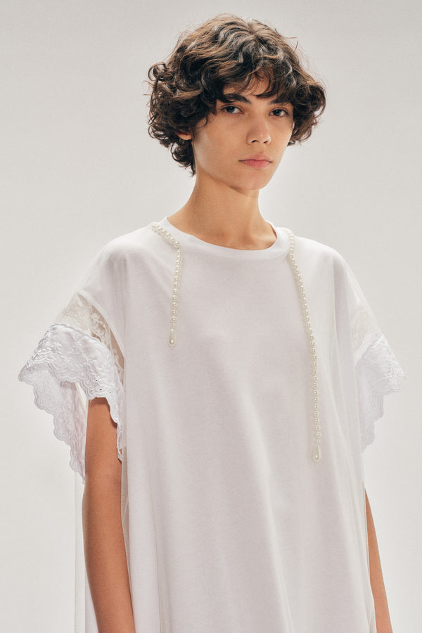 Simone Rocha Beaded Layered Liquid Lace Trim Smock Dress
