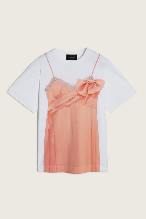 simone rocha Bow Sash Slip Dress Trompe L'Oeil Print T-Shirt