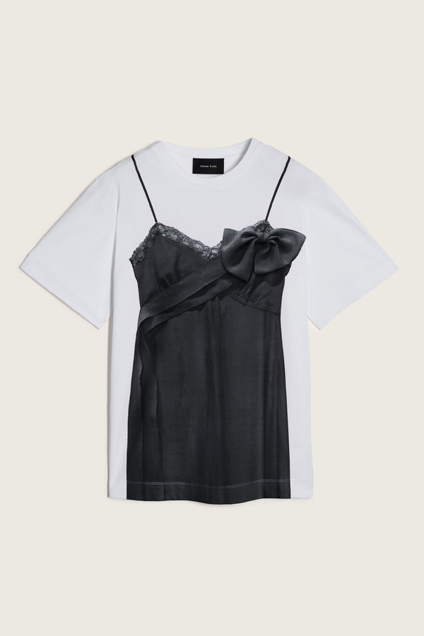 simone rocha Bow Sash Slip Dress Trompe L'Oeil Print T-Shirt