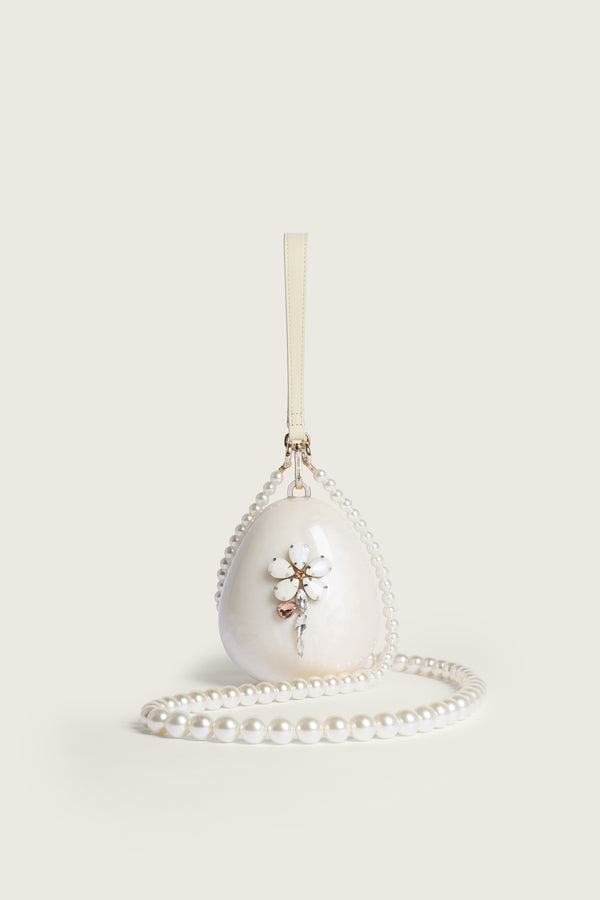 simone rocha Embellished Pearl Crossbody Micro Egg Bag