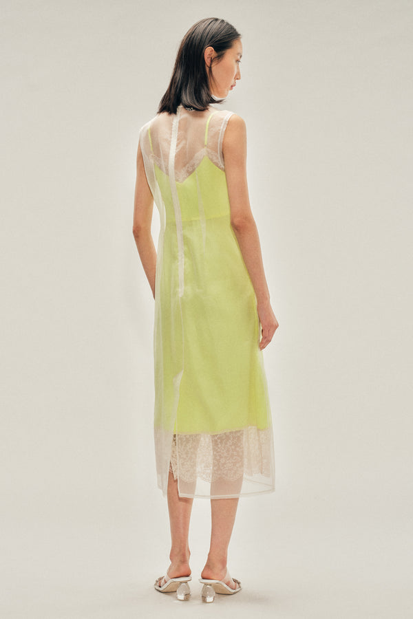 Simone Rocha Embellished Sheer Frayed Contour Dart Dress