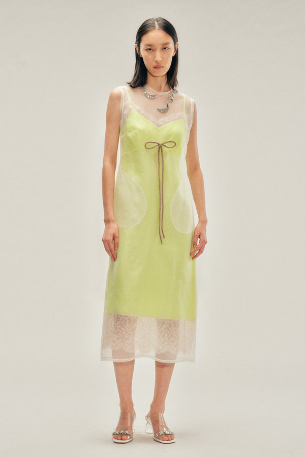 simone rocha Embellished Sheer Frayed Contour Dart Dress