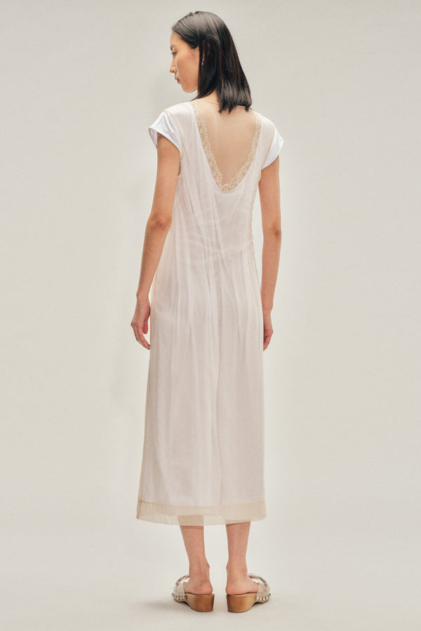 Simone Rocha Layered Liquid Cap Sleeve Lace Trim Dress