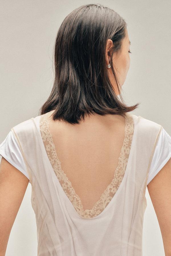Simone Rocha Layered Liquid Cap Sleeve Lace Trim Dress