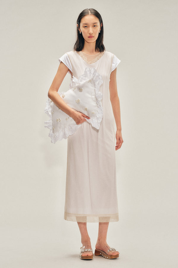 simone rocha Layered Liquid Cap Sleeve Lace Trim Dress