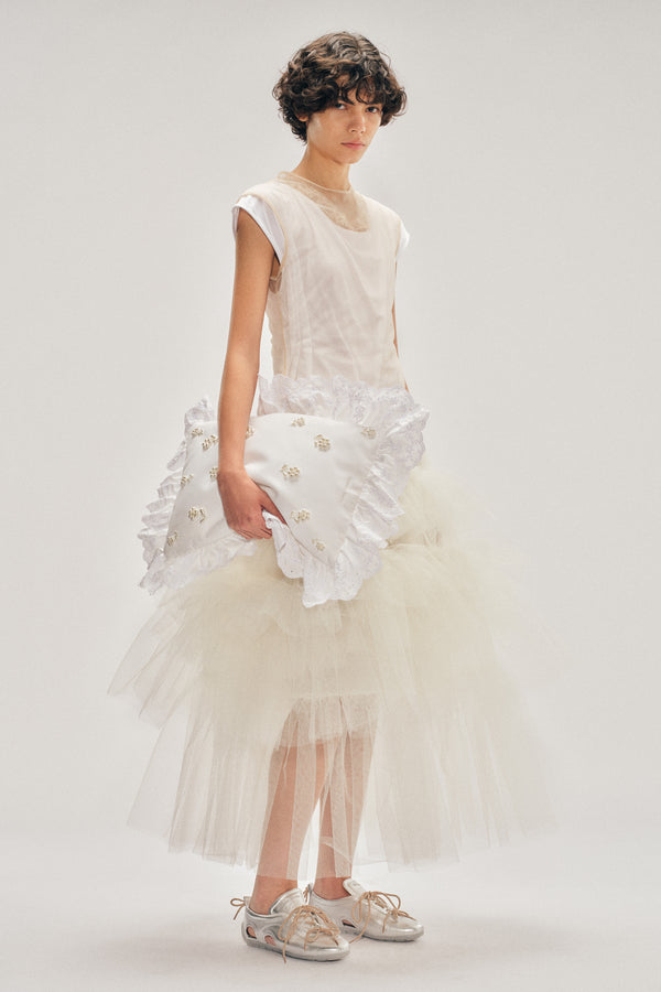 Simone Rocha Layered Liquid Cap Sleeve Lace Trim T-Shirt