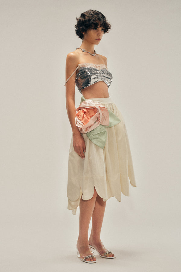 Simone Rocha Pressed Rosette Petal Hem Basque Skirt