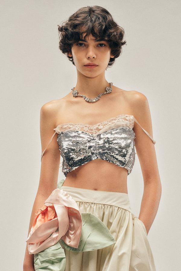 Simone Rocha Pressed Rosette Petal Hem Basque Skirt