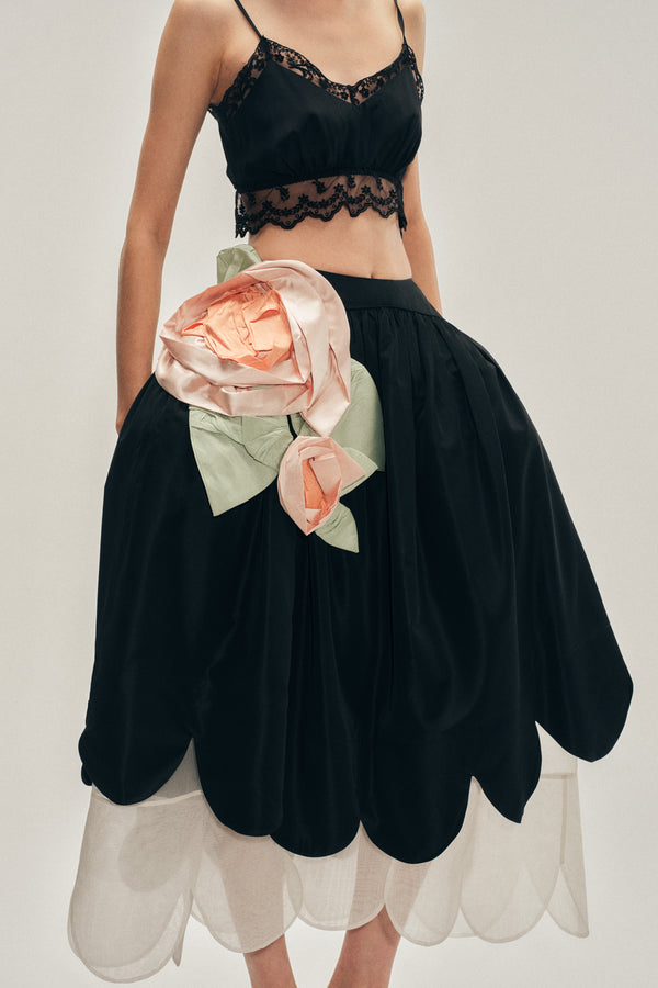 Simone Rocha Pressed Rosette Petal Hem Basque Skirt