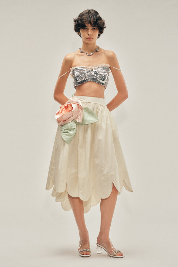 simone rocha Pressed Rosette Petal Hem Basque Skirt