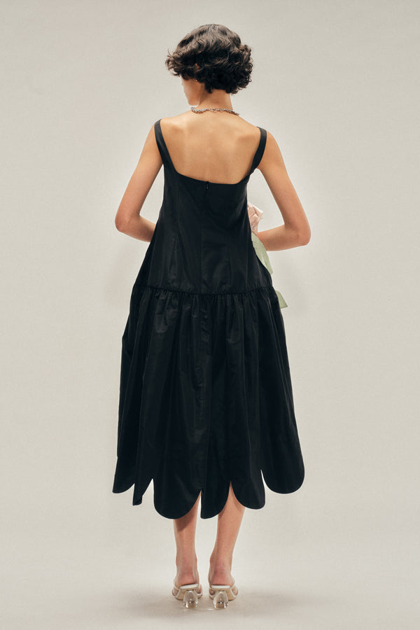 Simone Rocha Pressed Rosette Tilted Neck Petal Hem Dress