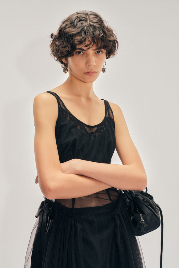 Simone Rocha Sheer Sculpted Bow Sash Hip Detail Dress