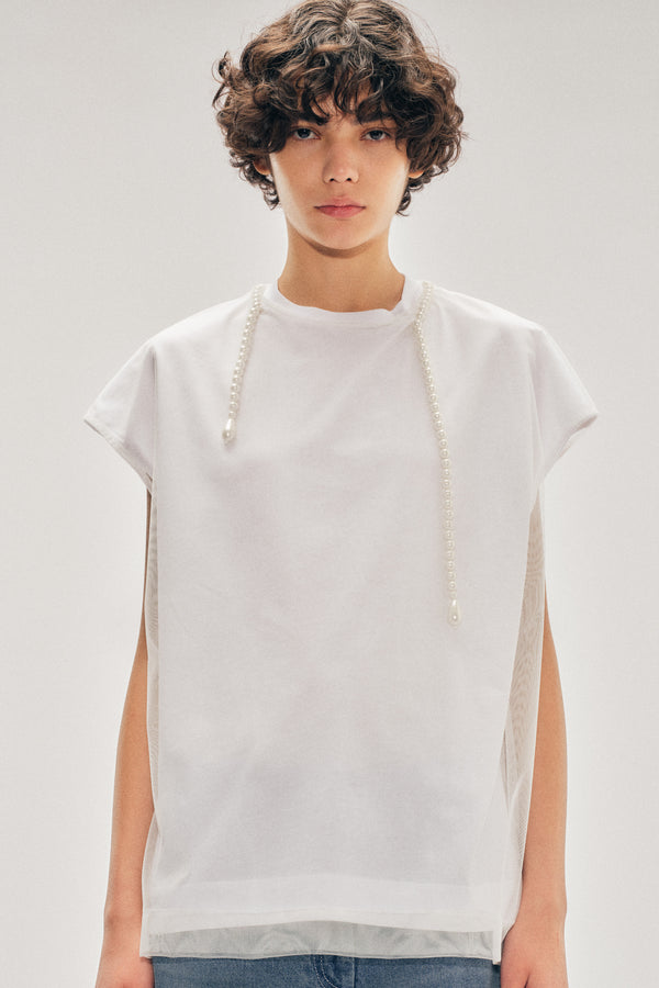 simone rocha Beaded Layered Liquid Smock T-Shirt