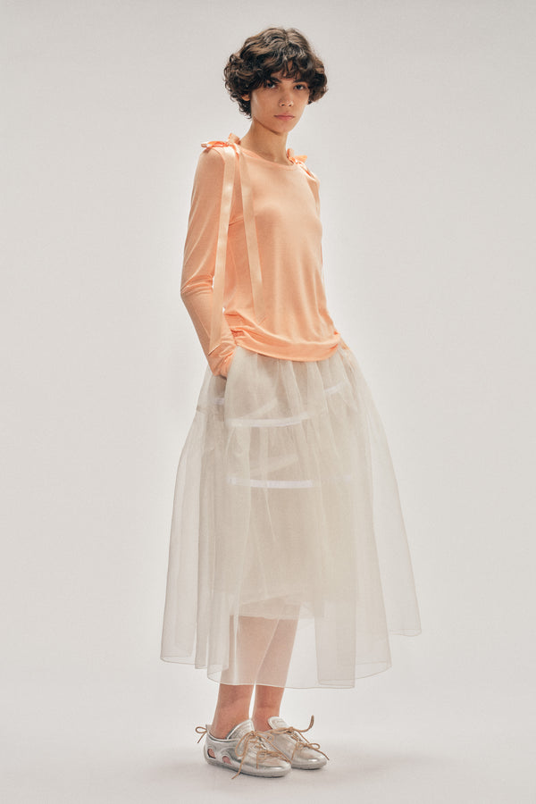 Simone Rocha Bow Ribbon Tail Long Sleeve T-Shirt