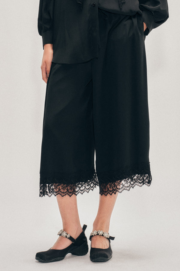 Simone Rocha Cropped Lace Trim Negligee Trousers