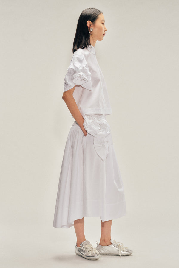 Simone Rocha Cropped Rose Puff Sleeve Shirt