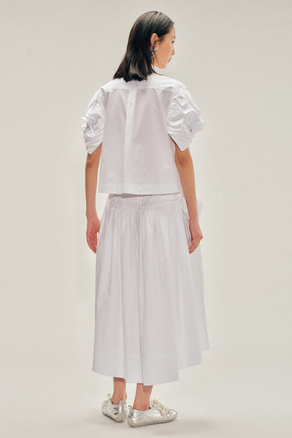 Simone Rocha Cropped Rose Puff Sleeve Shirt