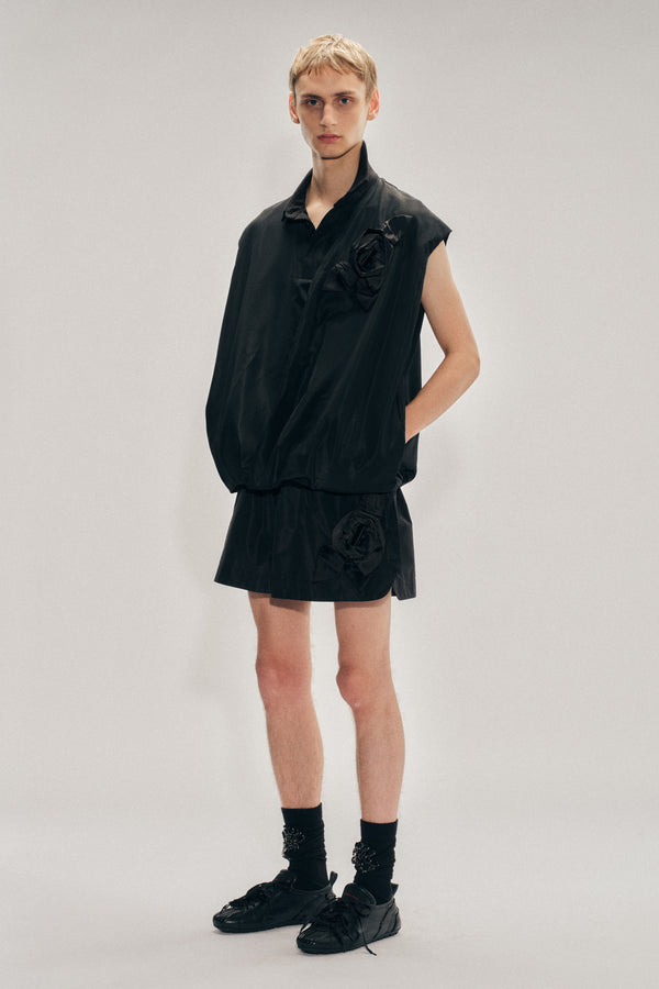Simone Rocha Draped Bubble Hem Pressed Rosette Top