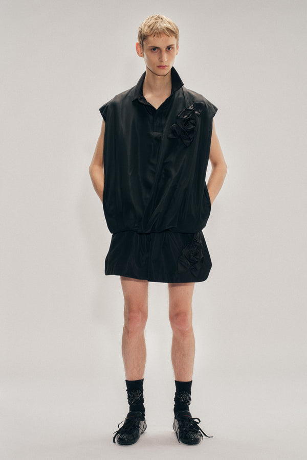 simone rocha Draped Bubble Hem Pressed Rosette Top