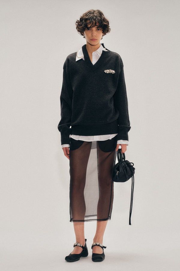 Simone Rocha Embellished Merino Seam Bite Jumper