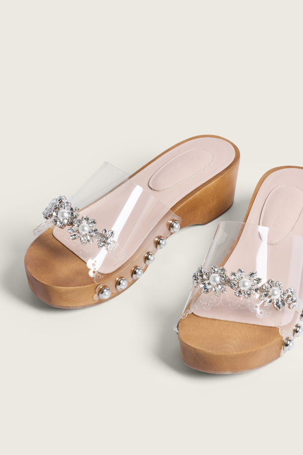 Simone Rocha Embellished Scalloped Wooden Clog