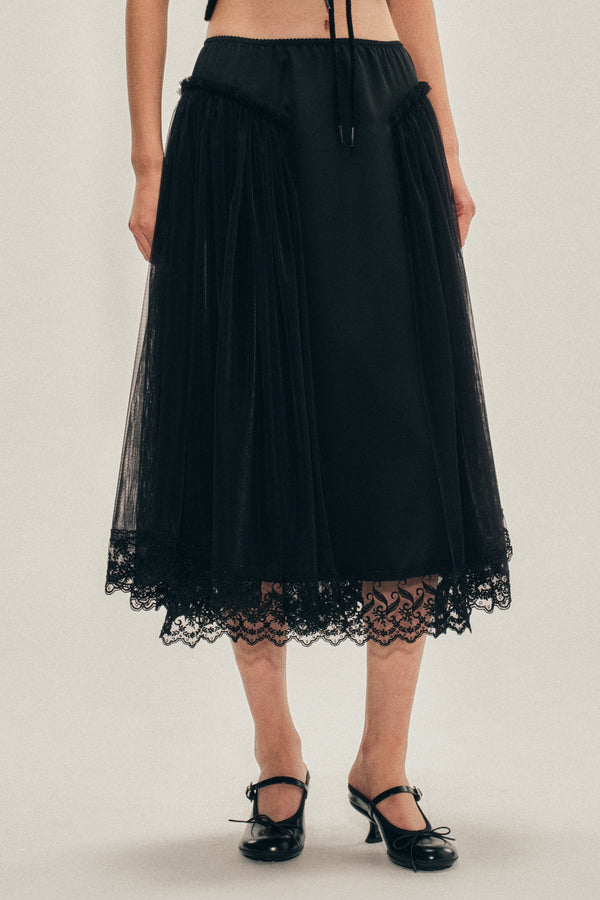 Simone Rocha Hip Detail Lace Trim Skirt