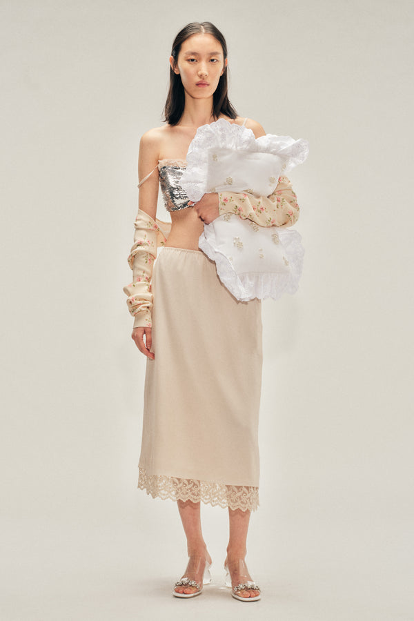 simone rocha Lace Trim Negligee Skirt
