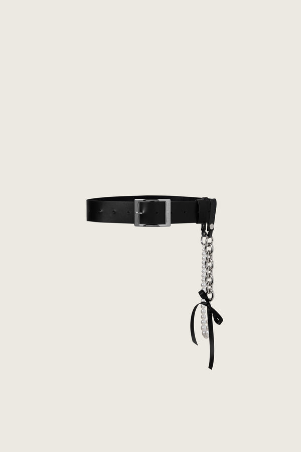 simone rocha Pearl Chain Leather Belt