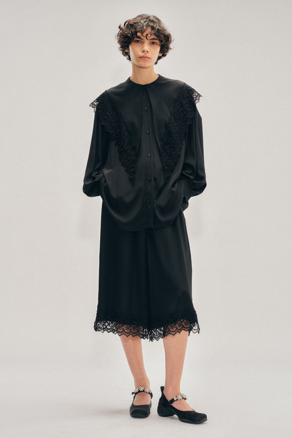 Simone Rocha Pointed Collar Lace Trim Shirt
