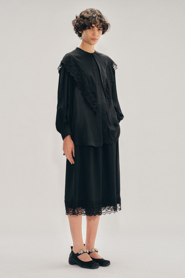 Simone Rocha Pointed Collar Lace Trim Shirt
