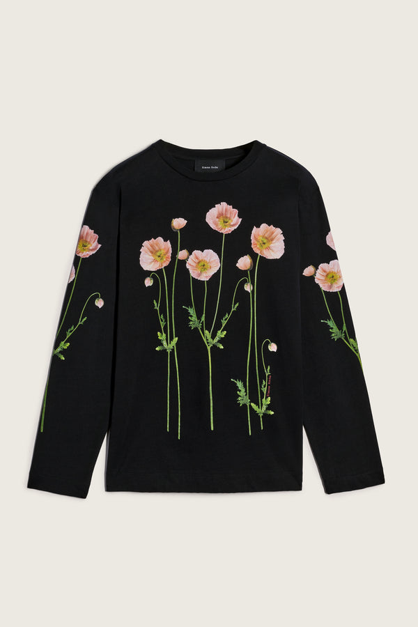 simone rocha Poppy Field Print Long Sleeve T-Shirt