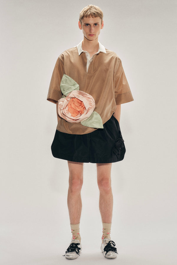 simone rocha Pressed Rosette Split-Hem Shorts