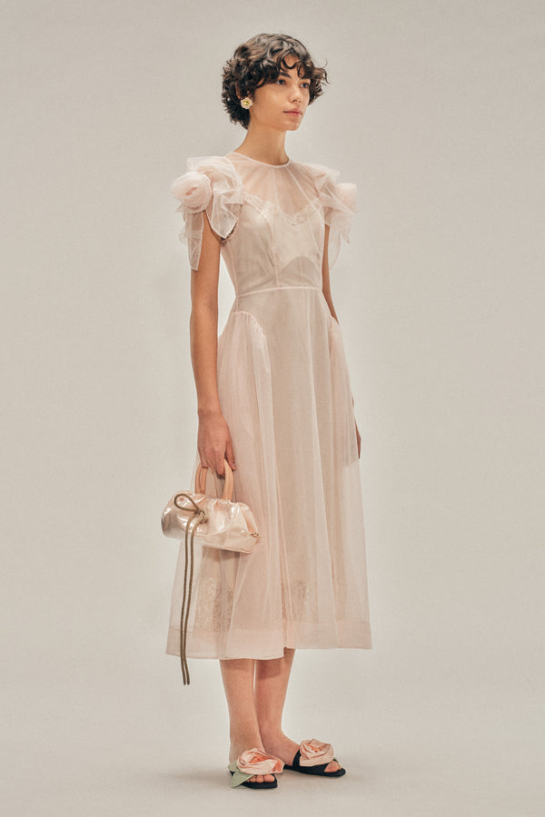 Simone Rocha Rose Puff Sleeve Hip Dress