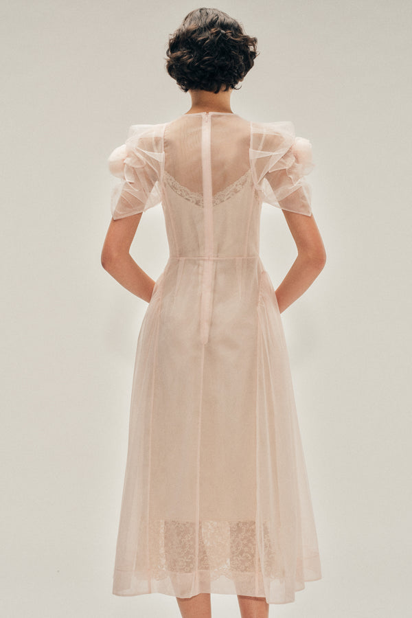 Simone Rocha Rose Puff Sleeve Hip Dress