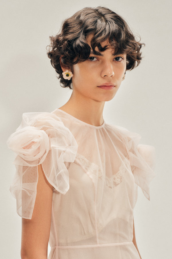 Simone Rocha Rose Puff Sleeve Hip Dress