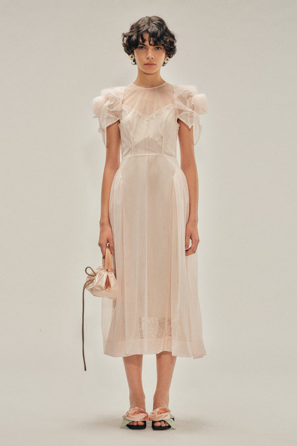 simone rocha Rose Puff Sleeve Hip Dress