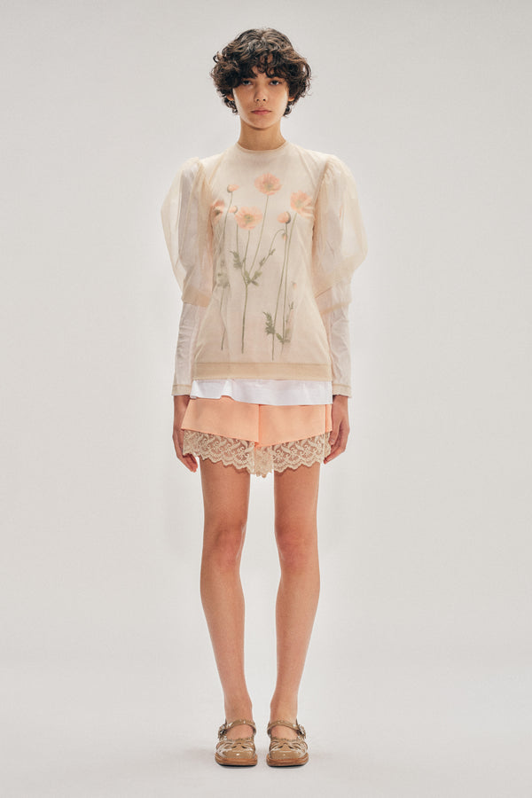 simone rocha Sheer Draped Sleeve Top