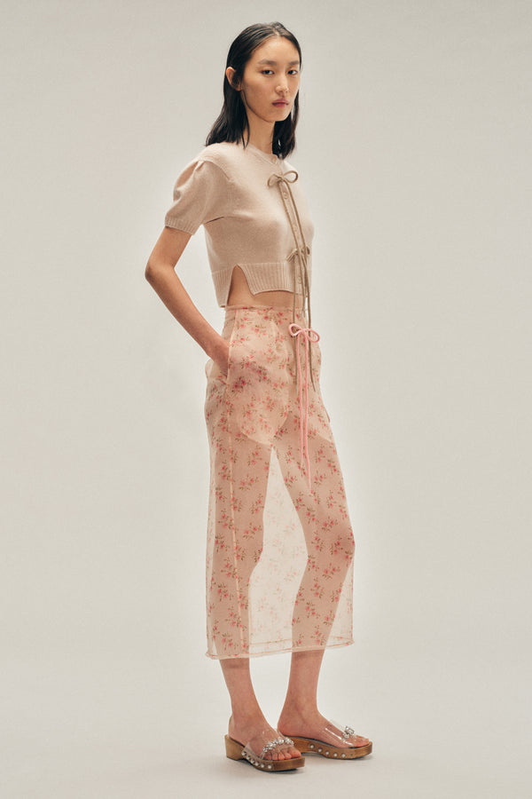 Simone Rocha Sheer Frayed Column Pencil Skirt