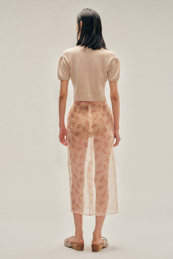 Simone Rocha Sheer Frayed Column Pencil Skirt