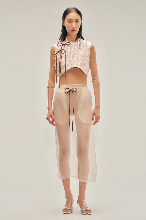 Simone Rocha Sheer Frayed Column Pencil Skirt
