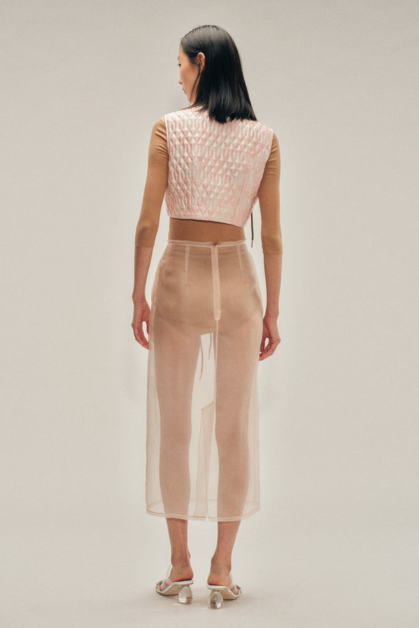 Simone Rocha Sheer Frayed Column Pencil Skirt
