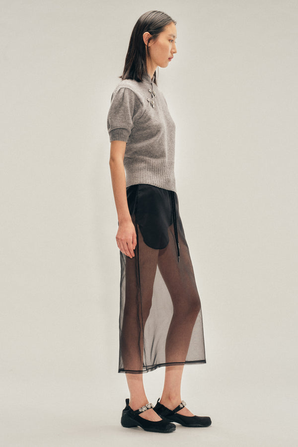 Simone Rocha Sheer Frayed Column Pencil Skirt