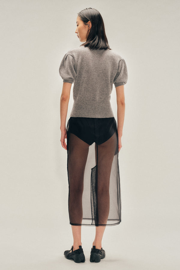 Simone Rocha Sheer Frayed Column Pencil Skirt