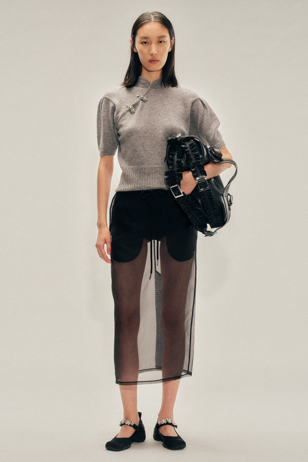 simone rocha Sheer Frayed Column Pencil Skirt
