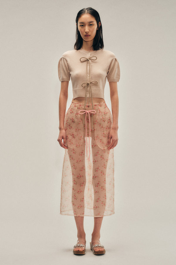 simone rocha Sheer Frayed Column Pencil Skirt