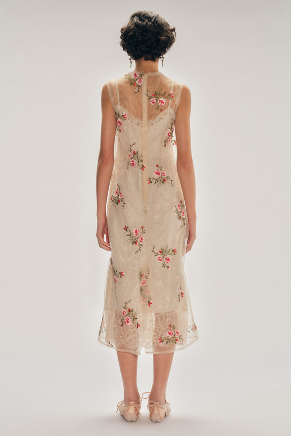 Simone Rocha Sheer Frayed Contour Dart Dress
