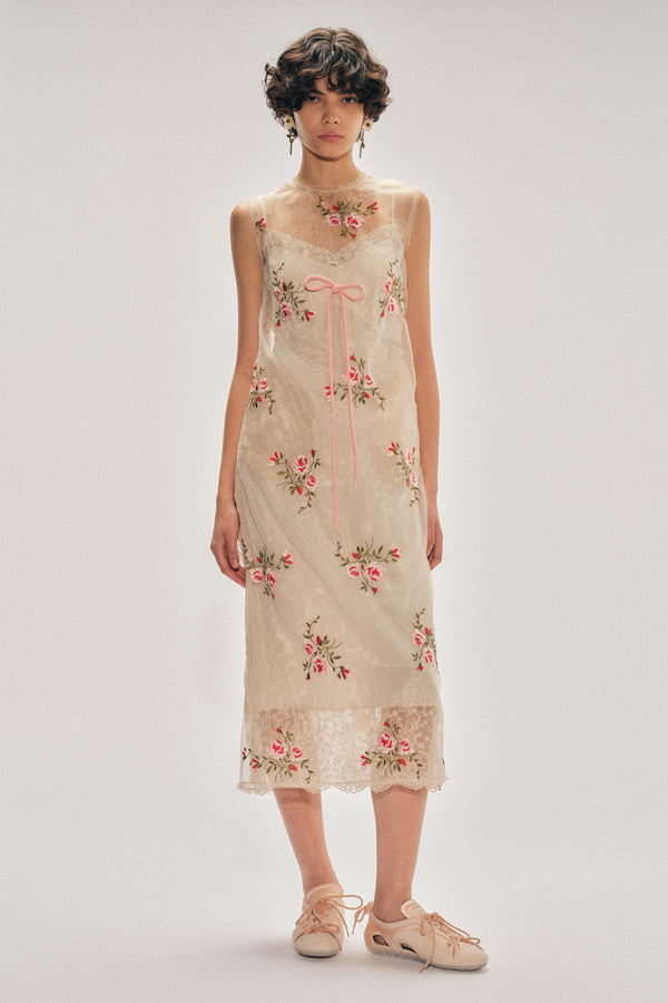 simone rocha Sheer Frayed Contour Dart Dress