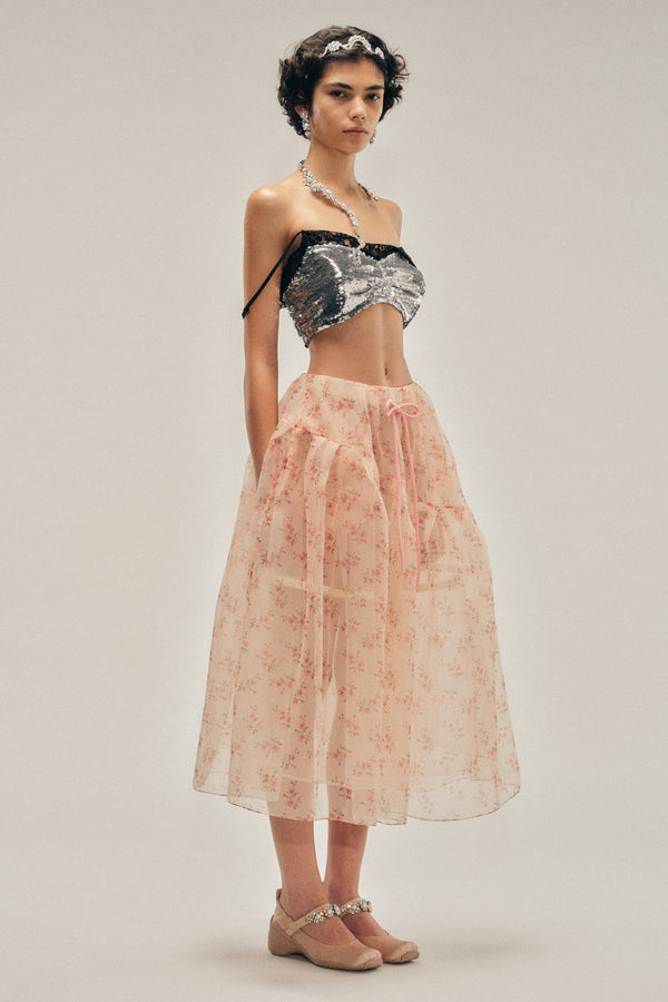 Simone Rocha Sheer Overlay Long Flounce Skirt